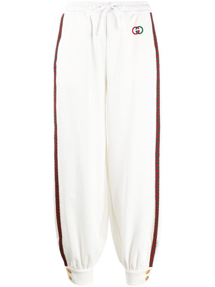 Gucci Torchon Trim Drawstring Track Pants - White