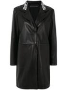 Simonetta Ravizza Embellished Collar Coat - Black