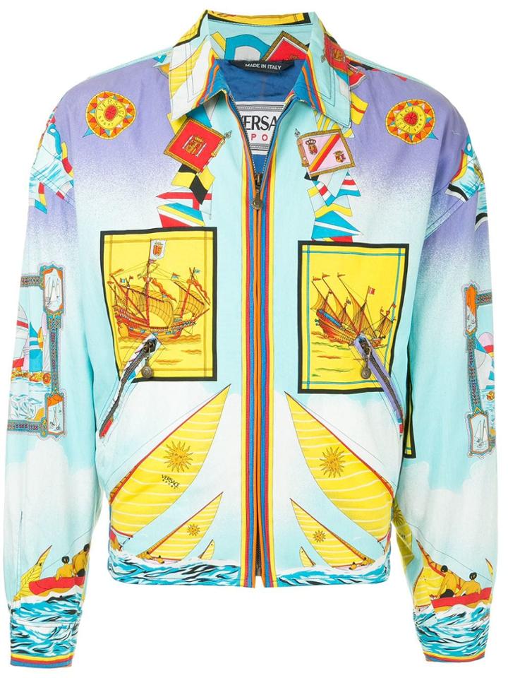 Versace Vintage Printed Zip-up Jacket - Multicolour