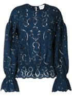 Perseverance London Embroidered Cut-out Blouse - Blue