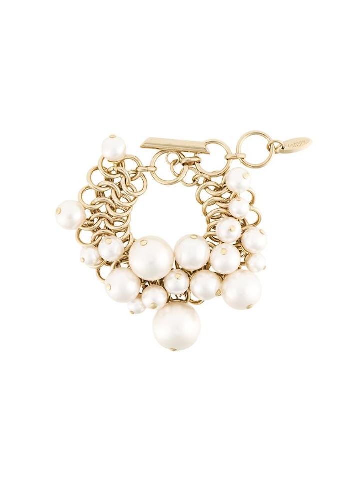 Lanvin Pearl Detail Hoop Bracelet, Women's, Metallic