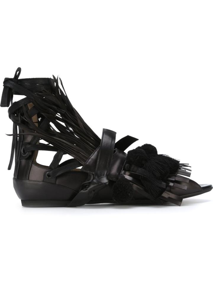 No21 Ankle Strap Embellished Sandals, Women's, Size: 36, Black, Leather/calf Leather/rubber