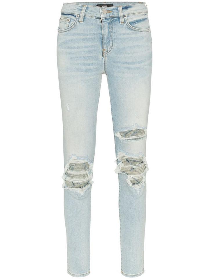 Amiri High-waisted Distressed Slim-fit Jeans - Blue