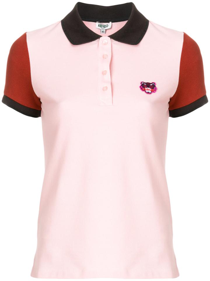 Kenzo Tiger Crest Colour-block Polo Shirt - Pink & Purple