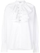 Etro Lace-up Ruffle Bib Shirt - White