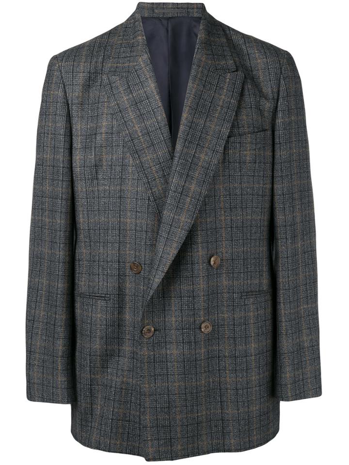 E. Tautz Checked Double-breasted Blazer - Grey