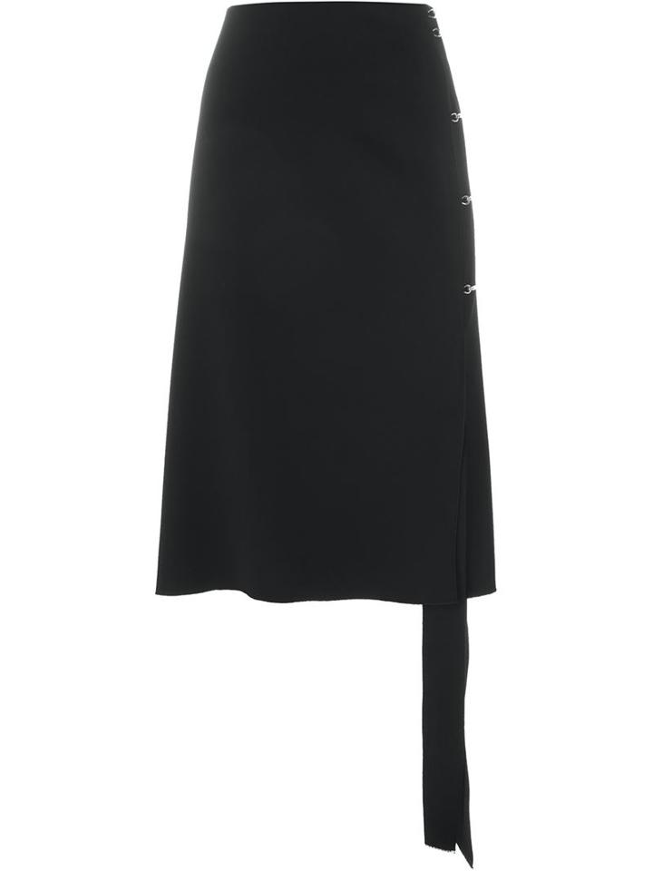 Lanvin Hook And Eye Detail A-line Skirt, Women's, Size: 42, Black, Viscose/acetate/spandex/elastane