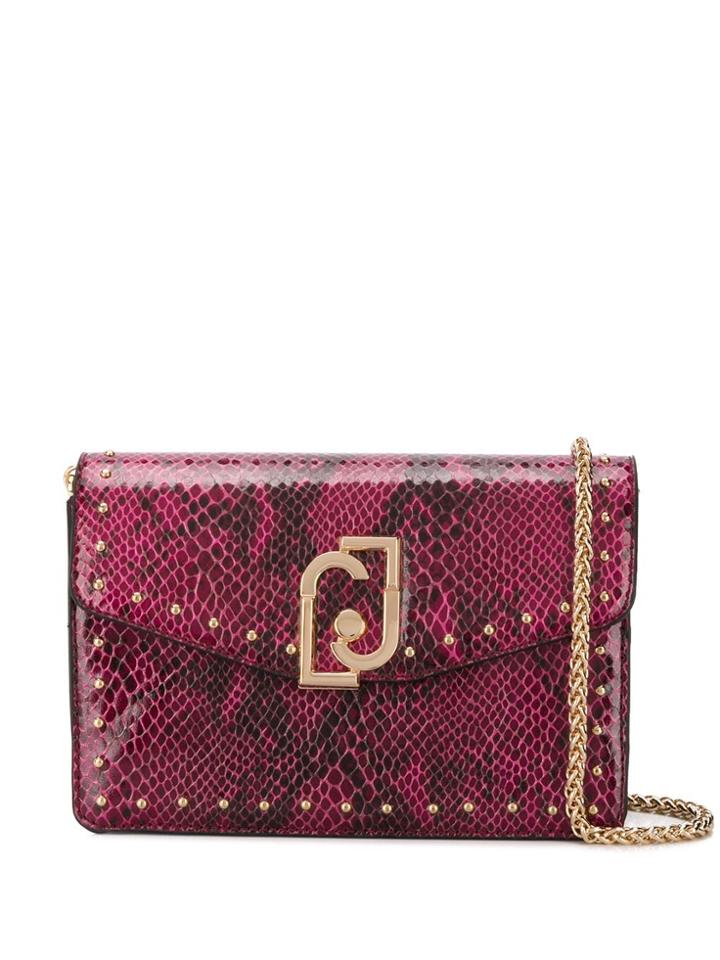 Liu Jo Snakeskin-print Logo Shoulder Bag - Pink