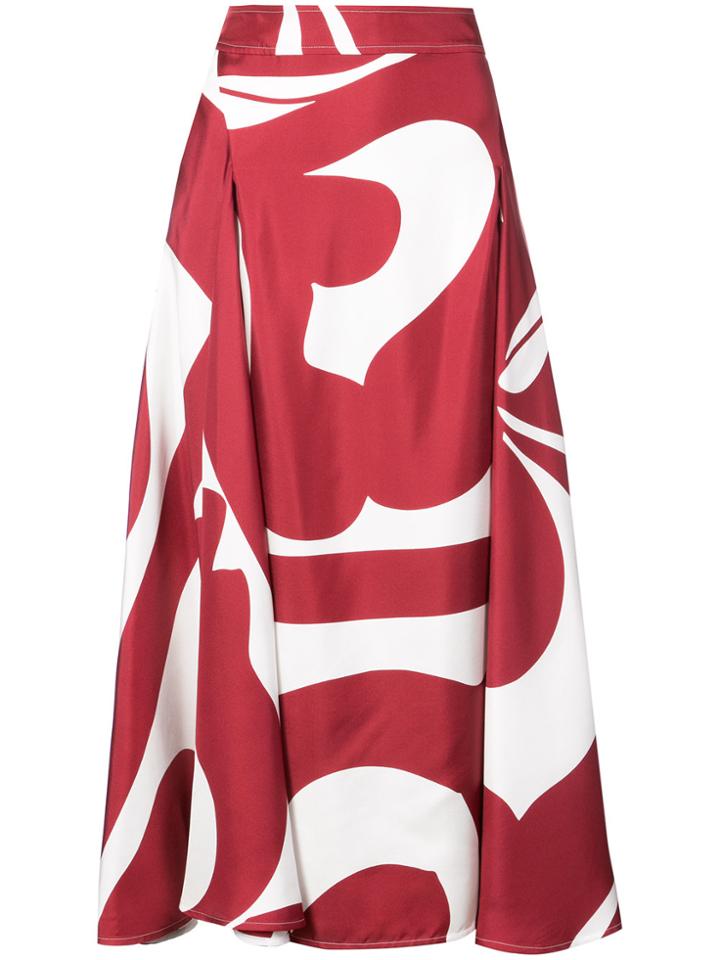 Victoria Beckham Printed Full Skirt - Red