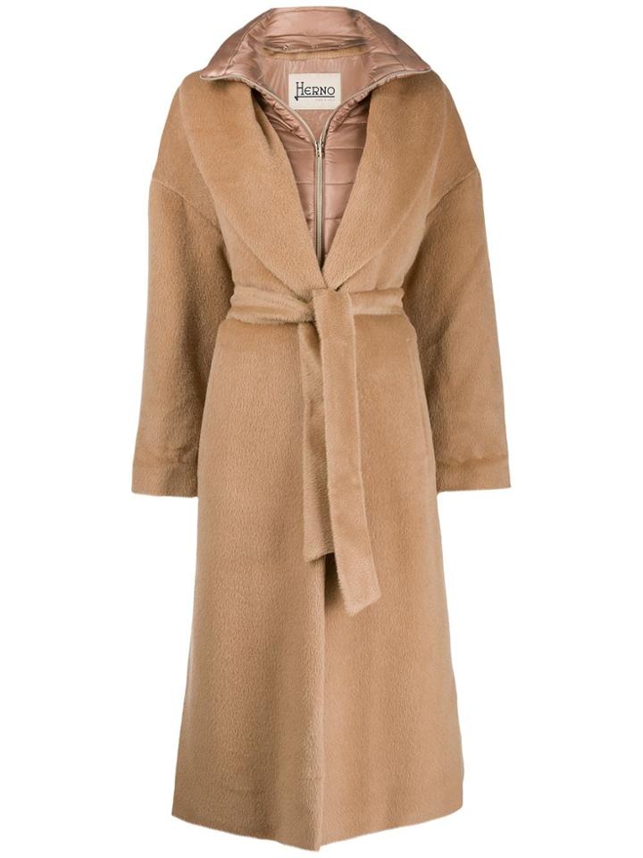 Herno Double Layer Belted Coat - Neutrals