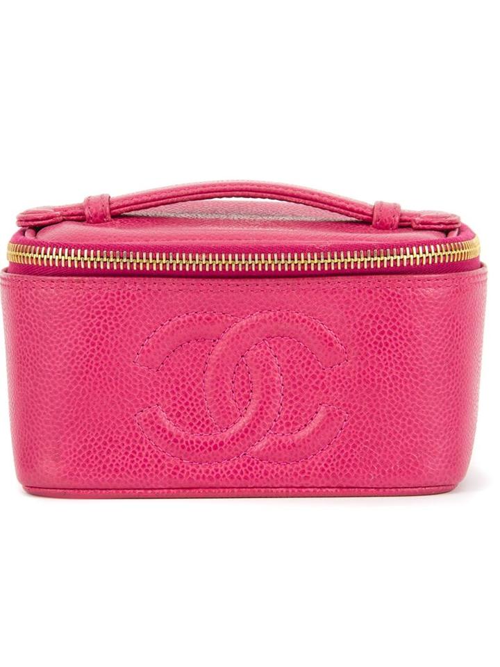 Chanel Vintage Embossed Logo Vanity Case, Pink/purple