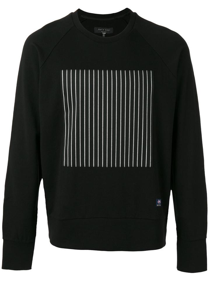 Rag & Bone - Striped Block Print Sweatshirt - Men - Cotton - Xl, Black, Cotton