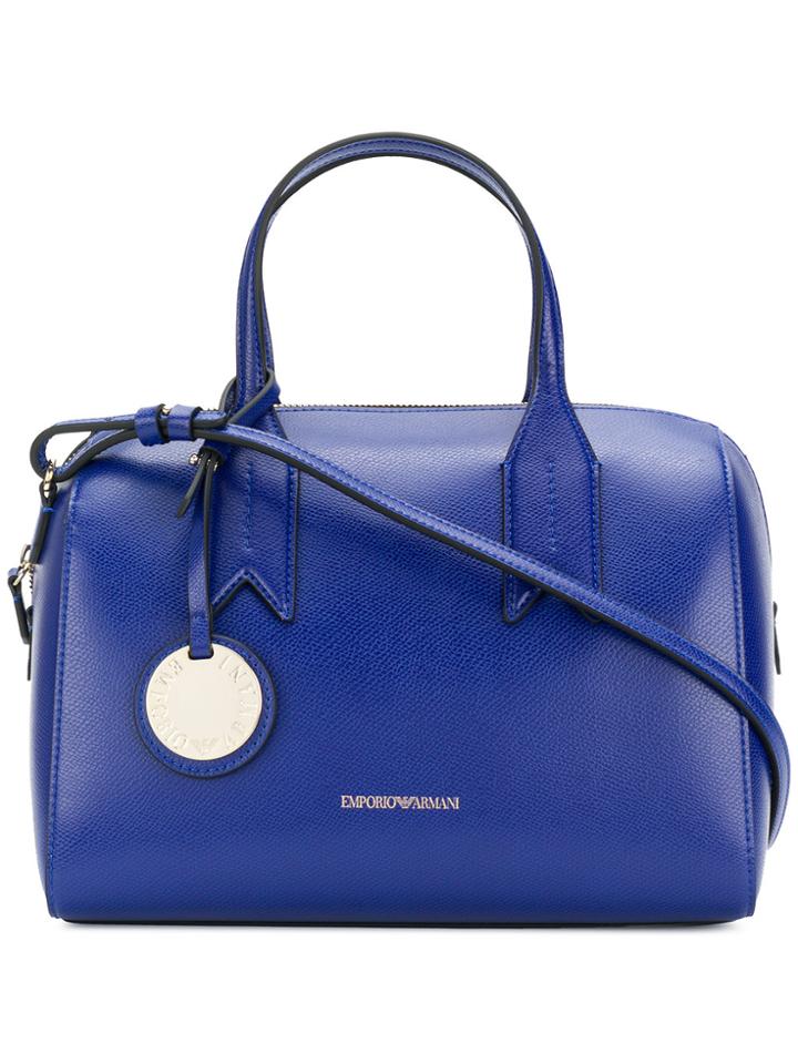 Emporio Armani Charm-detail Satchel - Blue