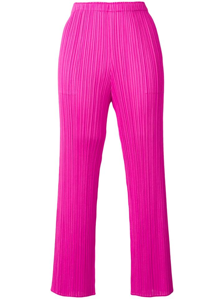 Pleats Please By Issey Miyake Pleated Cropped Trousers - Pink & Purple