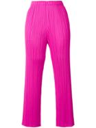 Pleats Please By Issey Miyake Pleated Cropped Trousers - Pink & Purple