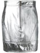 Dsquared2 - Metallic (grey) Mini Skirt - Women - Goat Skin/polyester - 40, Women's, Goat Skin/polyester