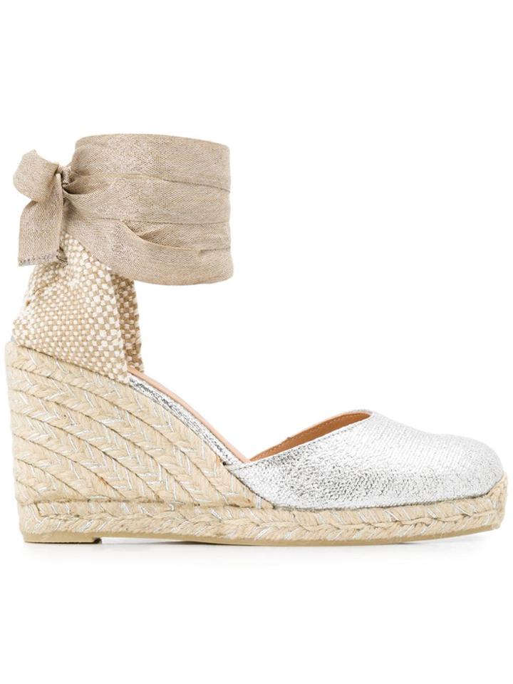 Castañer Carina 80 Wedge Espadrilles - Silver