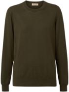 Burberry Vintage Check Detail Merino Wool Sweater - Green