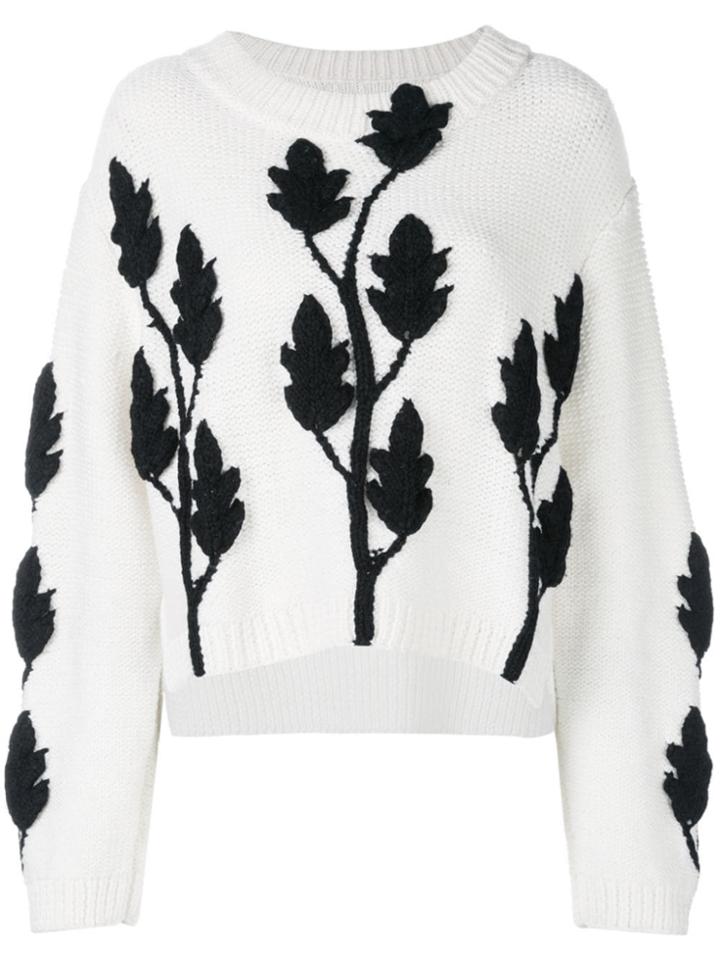 Oscar De La Renta Floral Appliqués Jumper - White