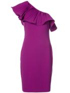 Badgley Mischka Pleated One-shoulder Dress - Pink & Purple