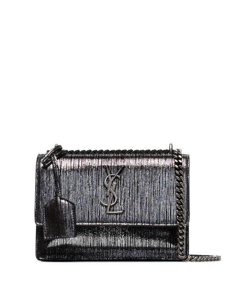 Saint Laurent Silver Sunset Small Lamé Leather Shoulder Bag - Metallic
