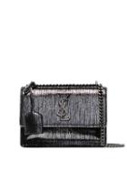 Saint Laurent Silver Sunset Small Lamé Leather Shoulder Bag - Metallic