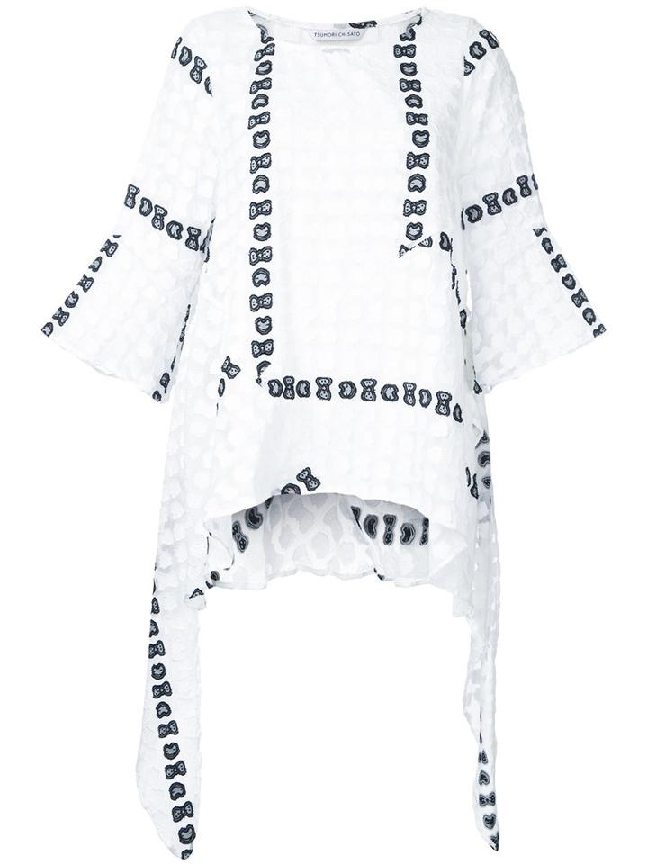 Tsumori Chisato - Bow Embroidered Blouse - Women - Cotton - S, White, Cotton