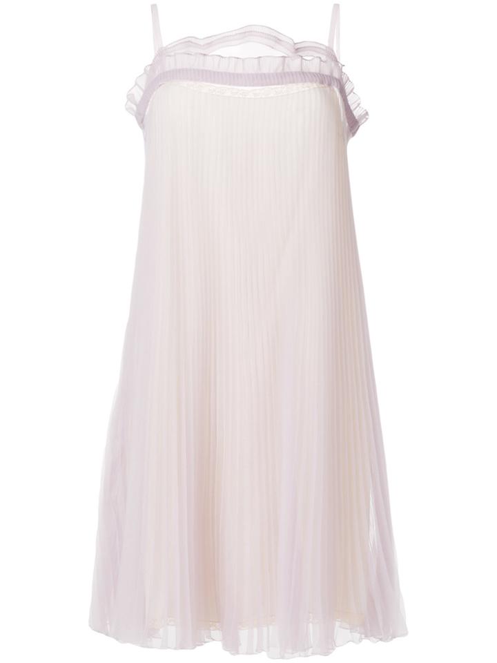 Prada Pleated Babydoll Dress - Pink & Purple