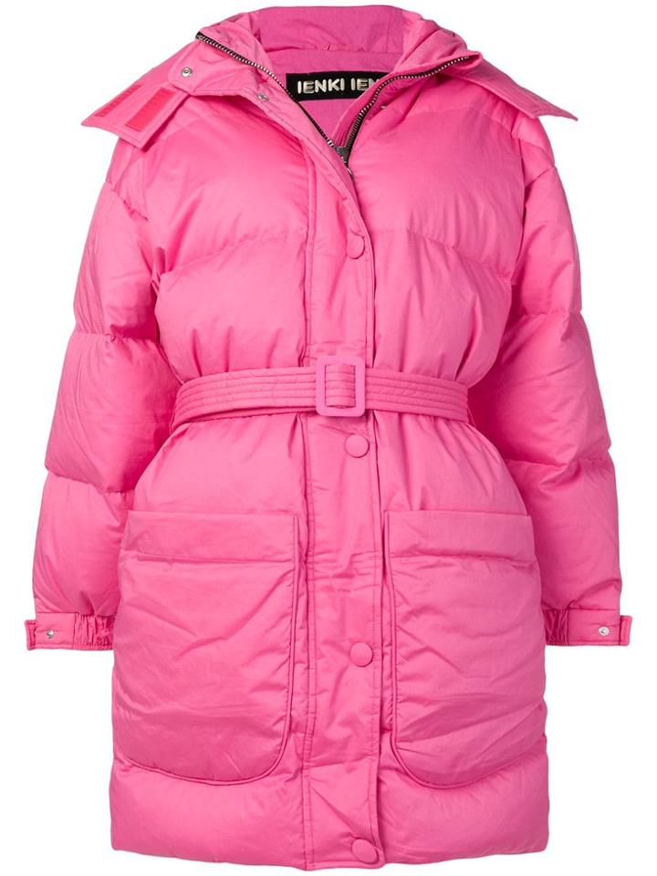 Ienki Ienki Hooded Puffer Coat - Pink & Purple