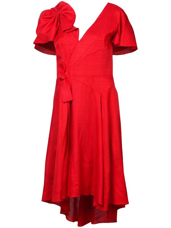 Delpozo Bow-embellished Dress - Red