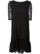 Saint Laurent Broderie Anglaise Midi Dress, Size: Medium, Black, Silk/cotton/viscose