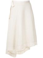 Framed Bouclé Midi Skirt - White
