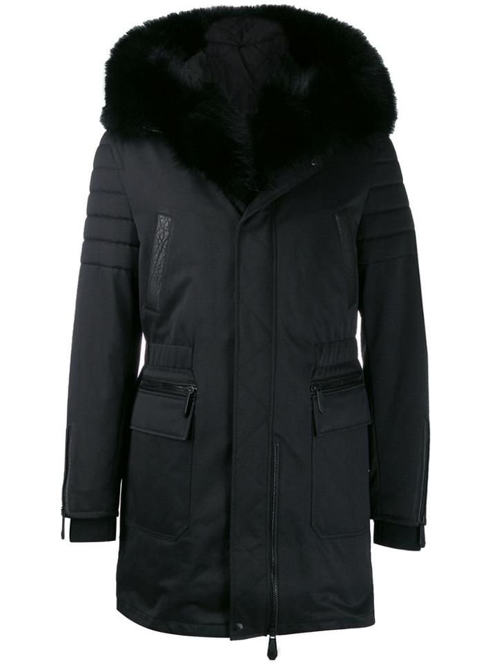 Philipp Plein Zipped Parka Coat - Black