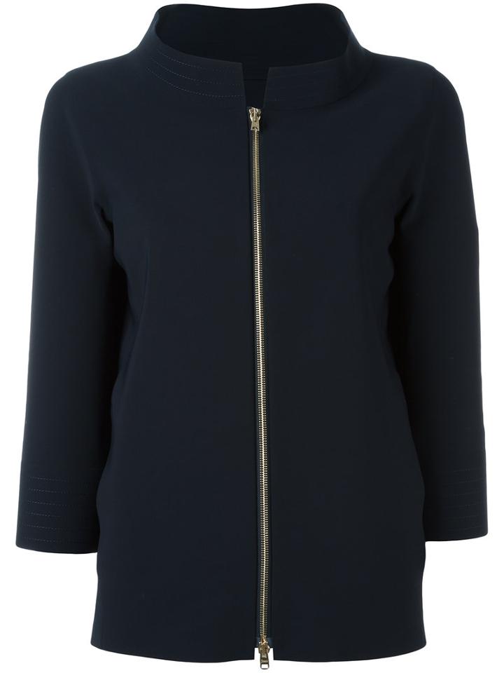 Herno Three-quarters Sleeve Zipped Jacket, Women's, Size: 50, Blue, Polyamide/spandex/elastane