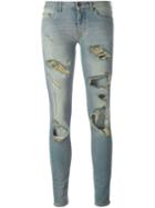 Off-white Destroyed Skinny Jeans, Women's, Size: 28, Blue, Cotton/spandex/elastane