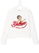 Moschino Kids Betty Boop Logo Hooded Sweatshirt - White
