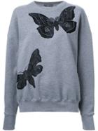 Alexander Mcqueen Butterfly Embroidered Sweatshirt, Women's, Size: 44, Green, Cotton
