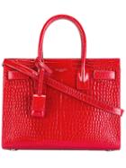 Saint Laurent Crocodile-effect Shoulder Bag, Women's, Red, Calf Leather