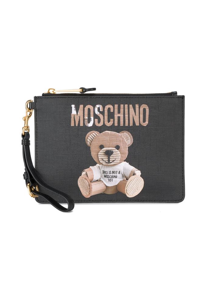 Moschino Teddy Bear Print Clutch - Black