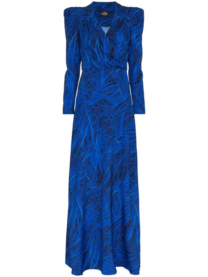 Navro Navro Slk Drs Leaf Ls Wrp - Blue
