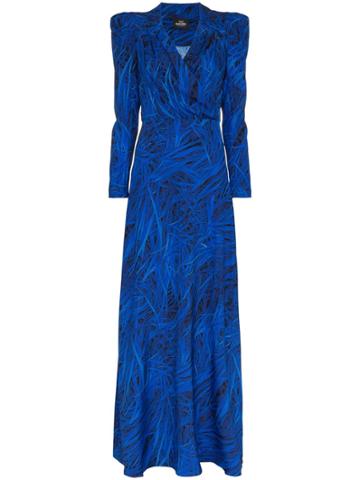 Navro Navro Slk Drs Leaf Ls Wrp - Blue