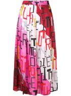 Msgm Graphic Print Pleated Skirt - Pink & Purple