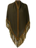 Antonia Zander Fringe Poncho Scarf - Green