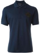 Alexander Mcqueen Skull Badge Polo Shirt, Men's, Size: Xl, Blue, Cotton/polyester/metallic Fibre