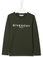 Givenchy Kids Teen Distressed Logo Top - Green