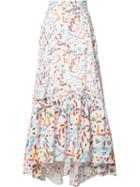 Peter Pilotto Abstract Printed Maxi Skirt, Women's, Size: 6, White, Cotton