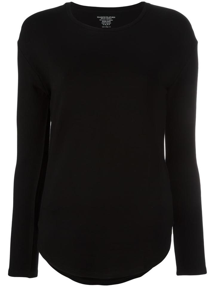 Majestic Filatures Curved Hem Blouse, Women's, Size: 1, Black, Viscose/spandex/elastane