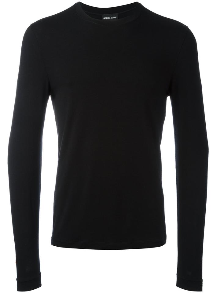 Giorgio Armani Long Sleeve T-shirt, Men's, Size: 54, Black, Spandex/elastane/viscose