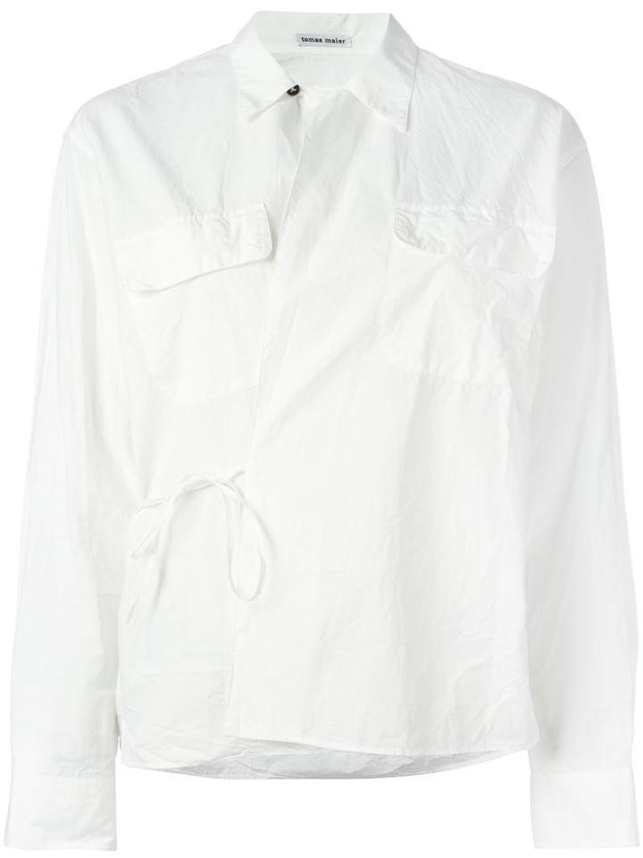 Tomas Maier Crossed Front Shirt, Women's, Size: 4, White, Cotton
