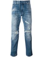Pierre Balmain Distressed Slim Jeans, Men's, Size: 33, Blue, Cotton